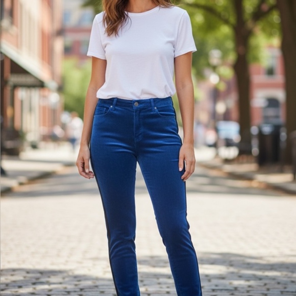 Parker Smith Blue velvet Pants with Black Stripe size 31